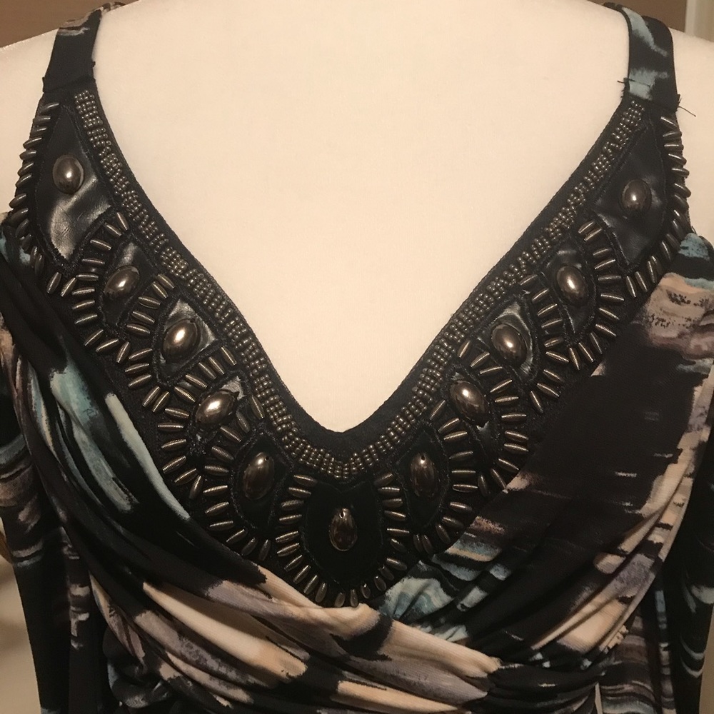 Cold shoulder beaded top